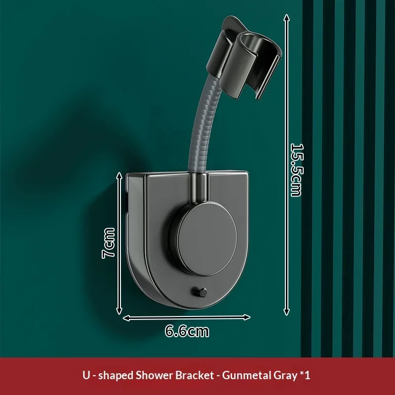 No Drill Shower Head Holder Flexible Gooseneck Handheld Shower Bracket Wall Mount Shower Sprayer Support Bathroom Accessory