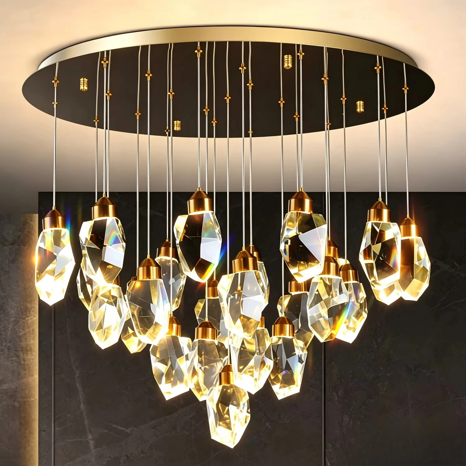 High-end Modern Unique Creative Luxury Art Deco Crystal Chandelier for Living Room Household Decoration Dining Room