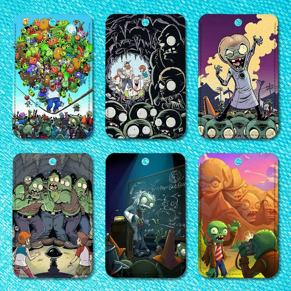 

Hot P-Plants Zombies Game Cute Cartoon Card Keychain Anime Fashion Pendant Bag ID Door Card Case Bus Card