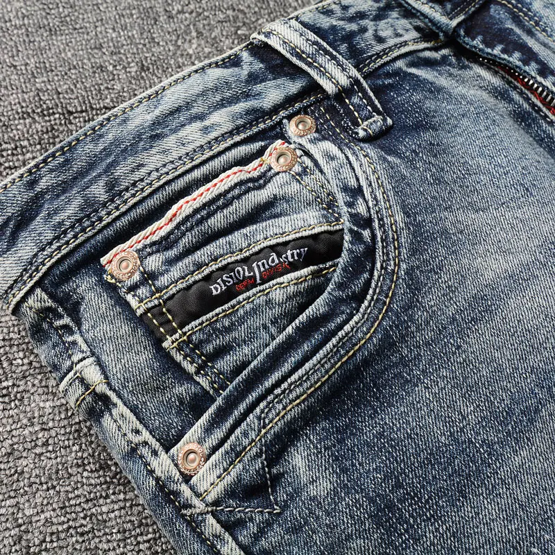 Mode Designer Männer Jeans Hohe Qualität Retro Gewaschen Blau Stretch Schlank Zerrissene Jeans Männer Italienischen Stil Y2K Vintage Denim Hosen