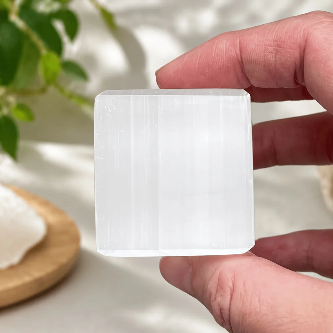 Natural Selenite Cube,  Natural White Selenite Cube Gypsum, Natural Polished Selenite Block, Unique Home Decor, Tabletop Decor