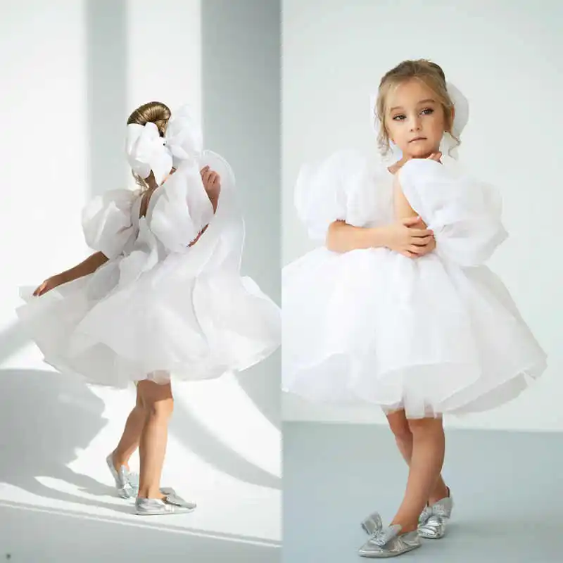 Cute Flower Girl Dress Baby Girl Tulle Princess Kids Gown Princess Birthday Gowns Wedding Party Children Bow Dress Customized