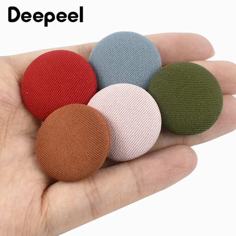 20Pcs Deepeel 11-30mm Alloy Cloth Covered Round Buttons for Clothing Coat Decorative Snap Button Shirt Buckle Sewing Accessories