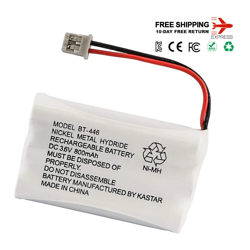 New Upgraded BT-446 Battery DC 3.6V 800mAh BT-446 Nickel Metal Hydride Rechargeable Cordless Phone Battery 0 Cycle