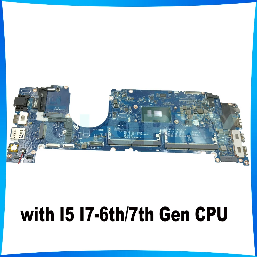 Laptop Motherboard For Dell Latitude 7480 E7480 Mainboard with I5 I7-6th/7th Gen CPU LA-E131P LA-E132P 100% Tested
