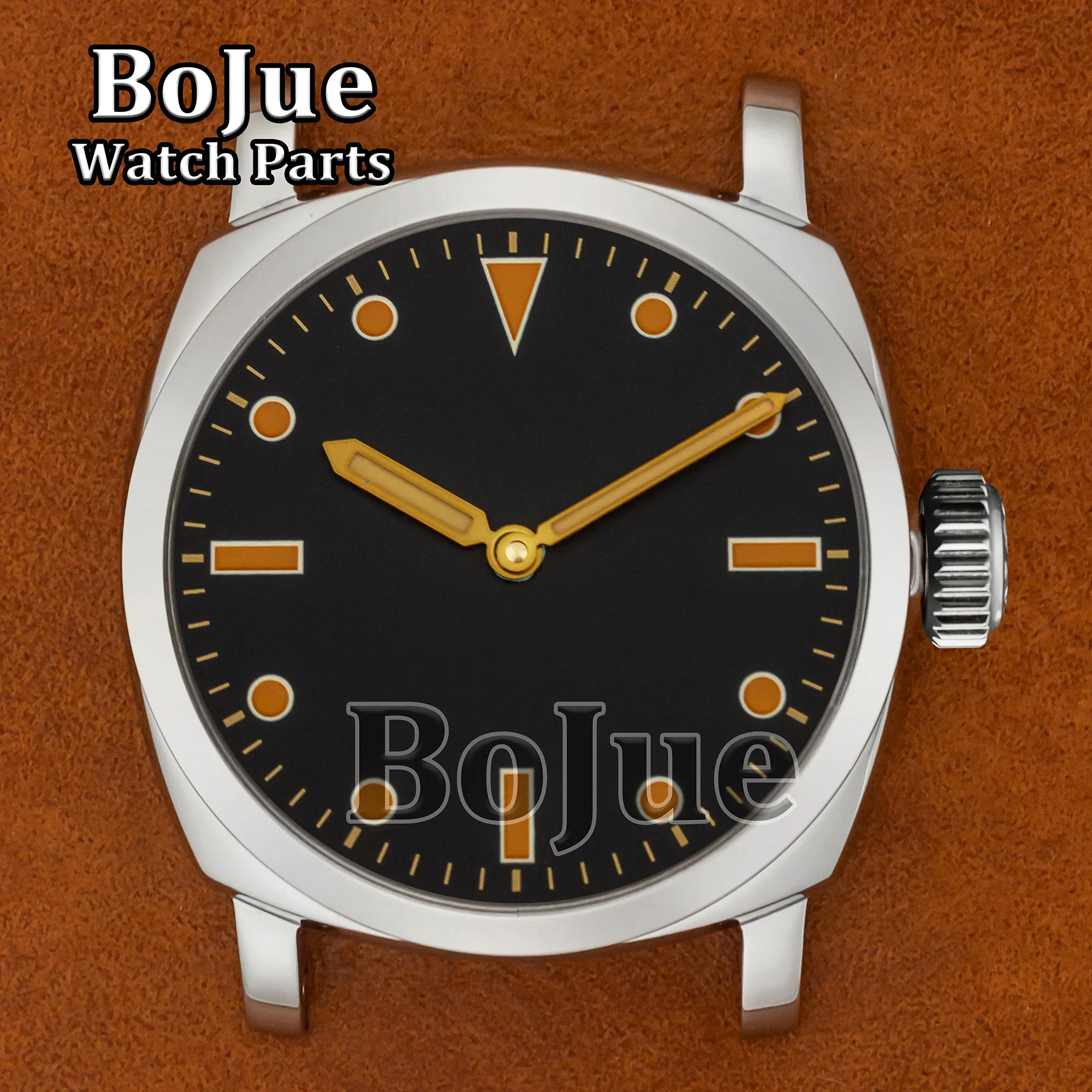 47mm Watch Case Dial Hands Leather Strap 100m Waterproof Vintage Case for Pam 6154 ETA6497/6498 ST3600 Movement Watch MOD Parts