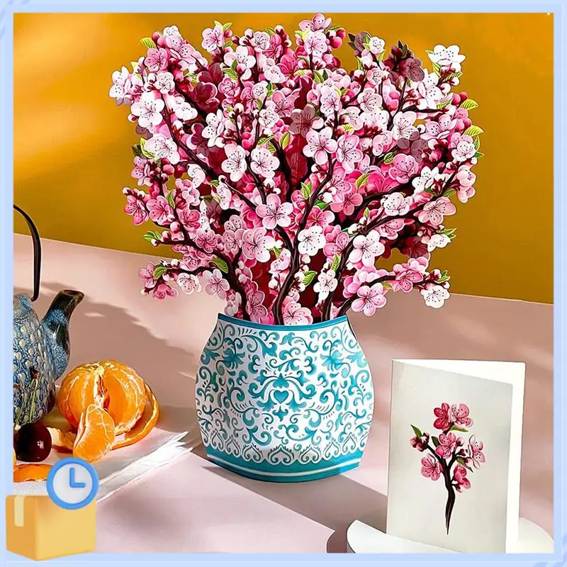 

Popular Paper -Up Cards, Cherry Blossoms, Life Sized Forever Flower Bouquet 3D Popup Greeting Cards, Birthday Gift Cards Dura