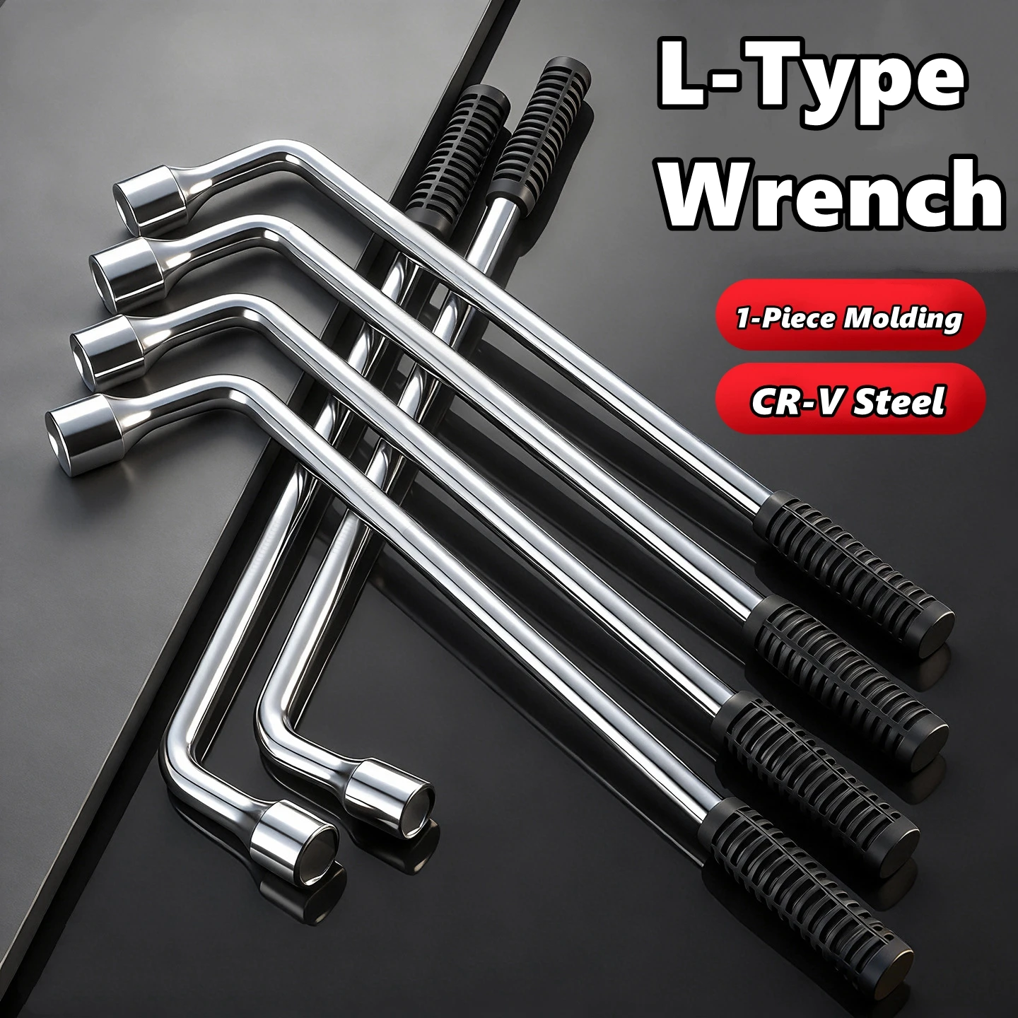 Motor Spare Tire Lug Wrench - L Type Hexagonal Head 17/19/21/22/23/24mm Slotted End Socket Repair Tool, Standard Tire Wrench