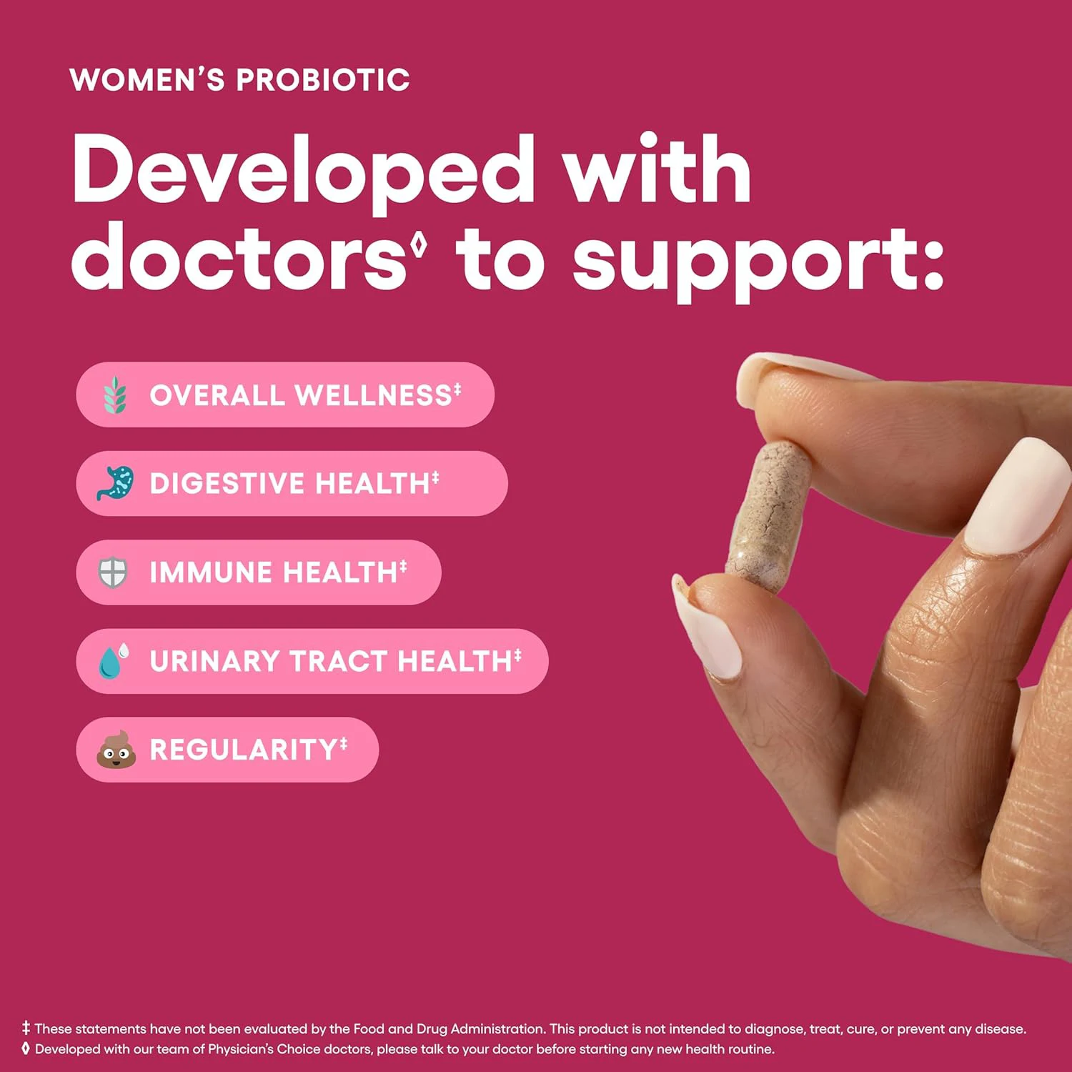 Women's Probiotic Capsules, Supports pH Balance for Women, Vaginal, Urinary, Digestive and Immune Health, 50 Billion CFU