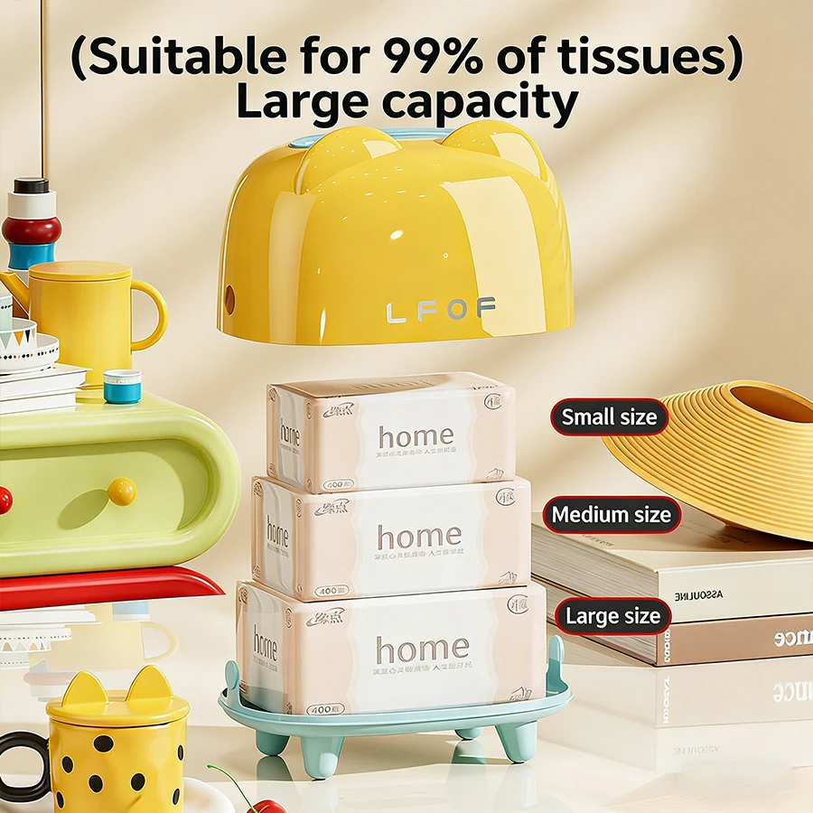 Desktop Tissue Box Napkin Holder With Spring Tray Large Capacity Tissue Container For Bedroom Living Room Table Decoration view 5