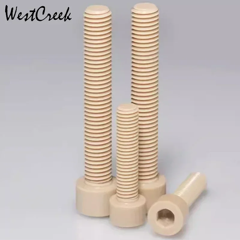 WESTCREEK M8 10pcs/lot PEEK socket head cap screw Hex Scoket PEEK Hexagonal polyether-ether-ketone Cap Screw Socket bolt