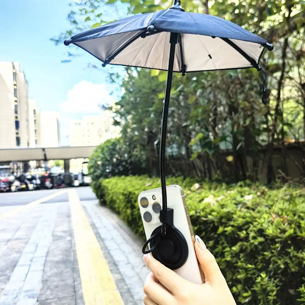 磁気電話傘 Iphone、Android スマートフォンサンシェードカバー新しい磁気格納式携帯電話傘スタンド K5G8