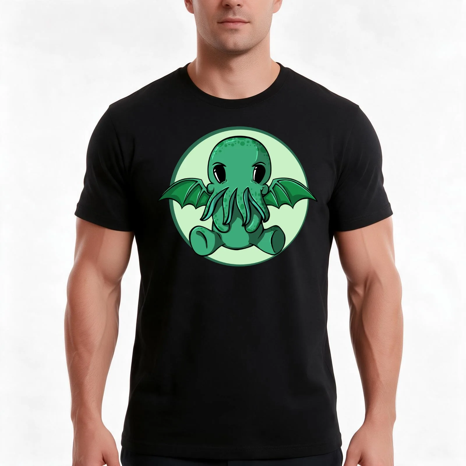 Cthulhu smirk T-Shirt Summer Casual Cotton Tee Oversized Streetwear Tops Vintage Graphic Print Loose Fit Short Sleeve