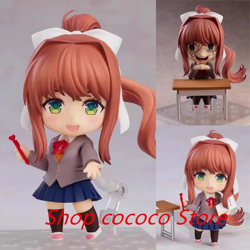 10cm Doki Doki Literature Club Figure Monika 1817 Anime Figures Cute Girl Q Version Doll Gk Ornament Model Birthday Toys Gifts