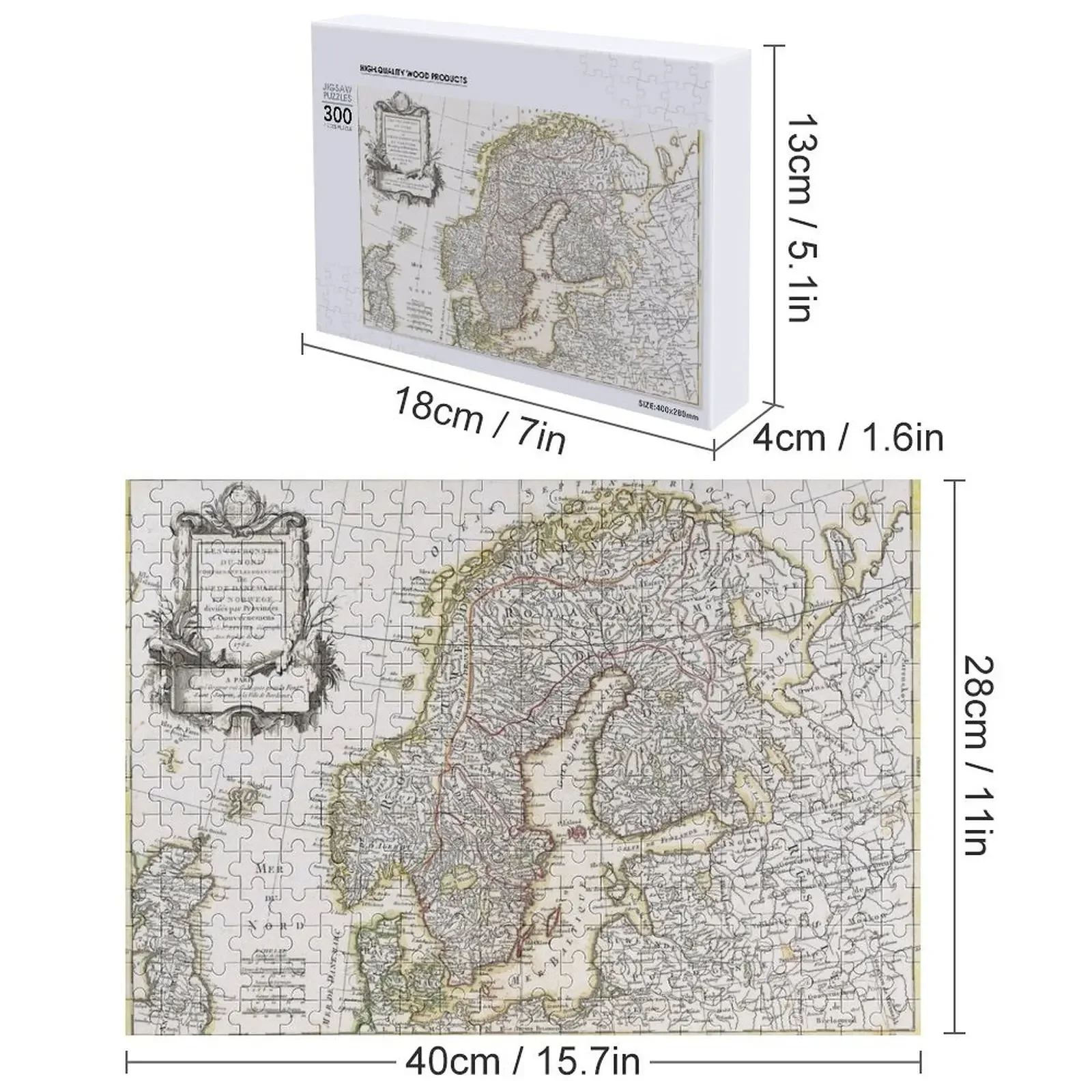 NORWAY SWEDEN FINLAND EUROPE 1762 - Vintage Antique Map Art, Unique Classic Style, Aesthetic Original Retro Decor, Jigsaw Puzzle