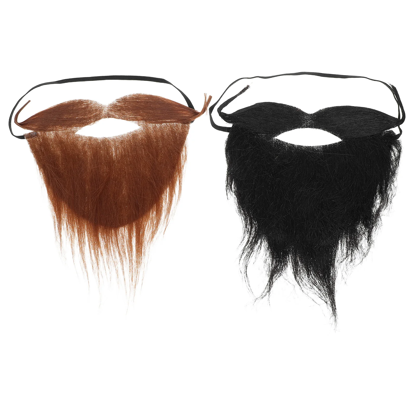 Barba finta da 2 pezzi: barba da festa in poliestere leggero per costume cosplay di Halloween Accessorio per travestimento da uomo realistico marrone