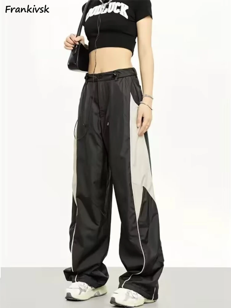 

Cargo Pants Women Retro Loose Chic European Style Full Length All-match Comfortable Spliced High Street Students Couple Summer