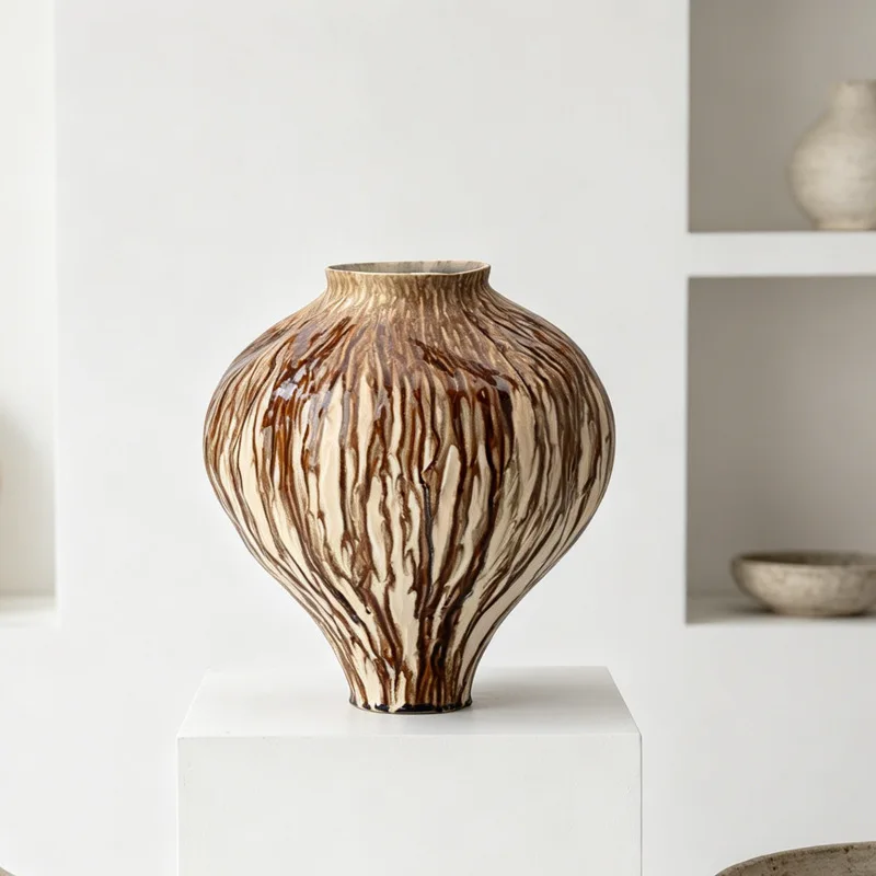style handmade Jingdezhen ceramic vase entryway Chinese decorative flower vessel living room TV cabinet with a high-end feel