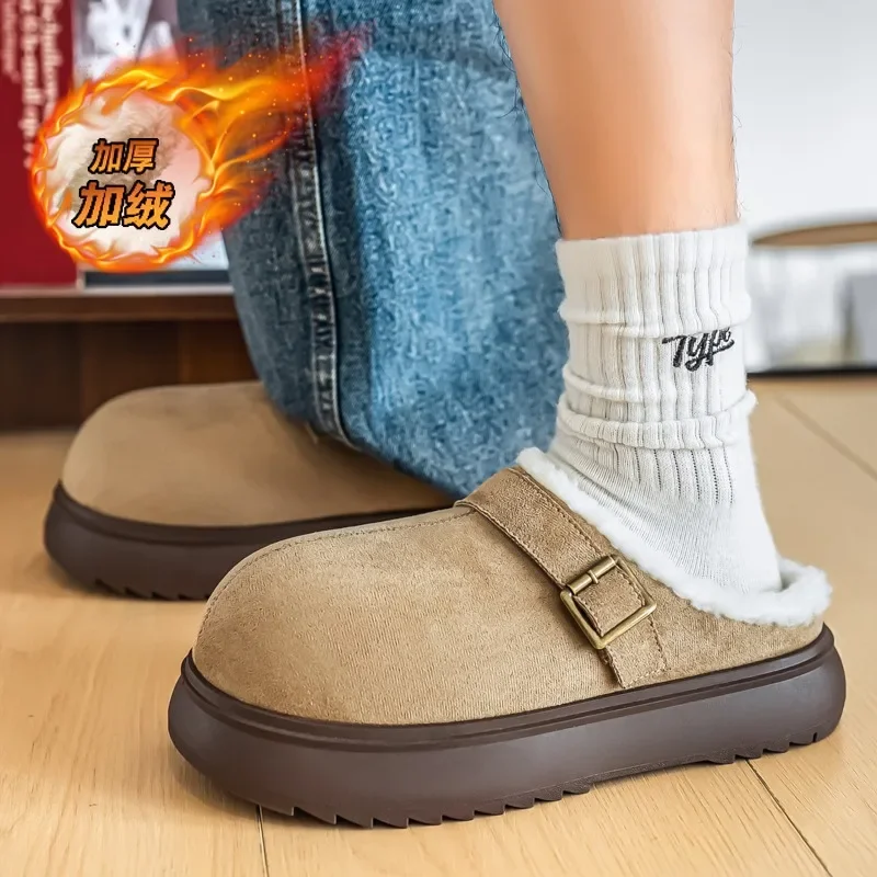 الرجال نعال من القطن للجنسين أحذية الشتاء جولة تو أحذية زلة واقية الدافئة شقة الثلوج الأحذية الأزواج أحذية قطنية نصف النعال #5