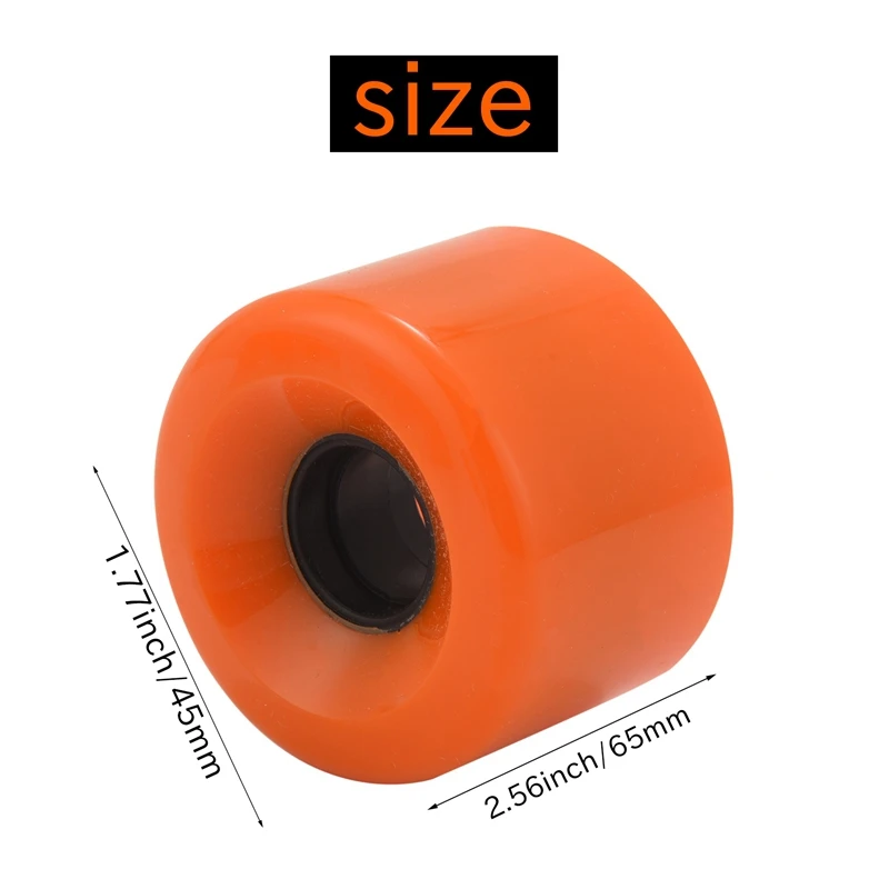 4 Pcs Skateboard Wheels Elastic PU Wearable Flexible Durable 65X45 PU Skateboard Wheels Sports Black