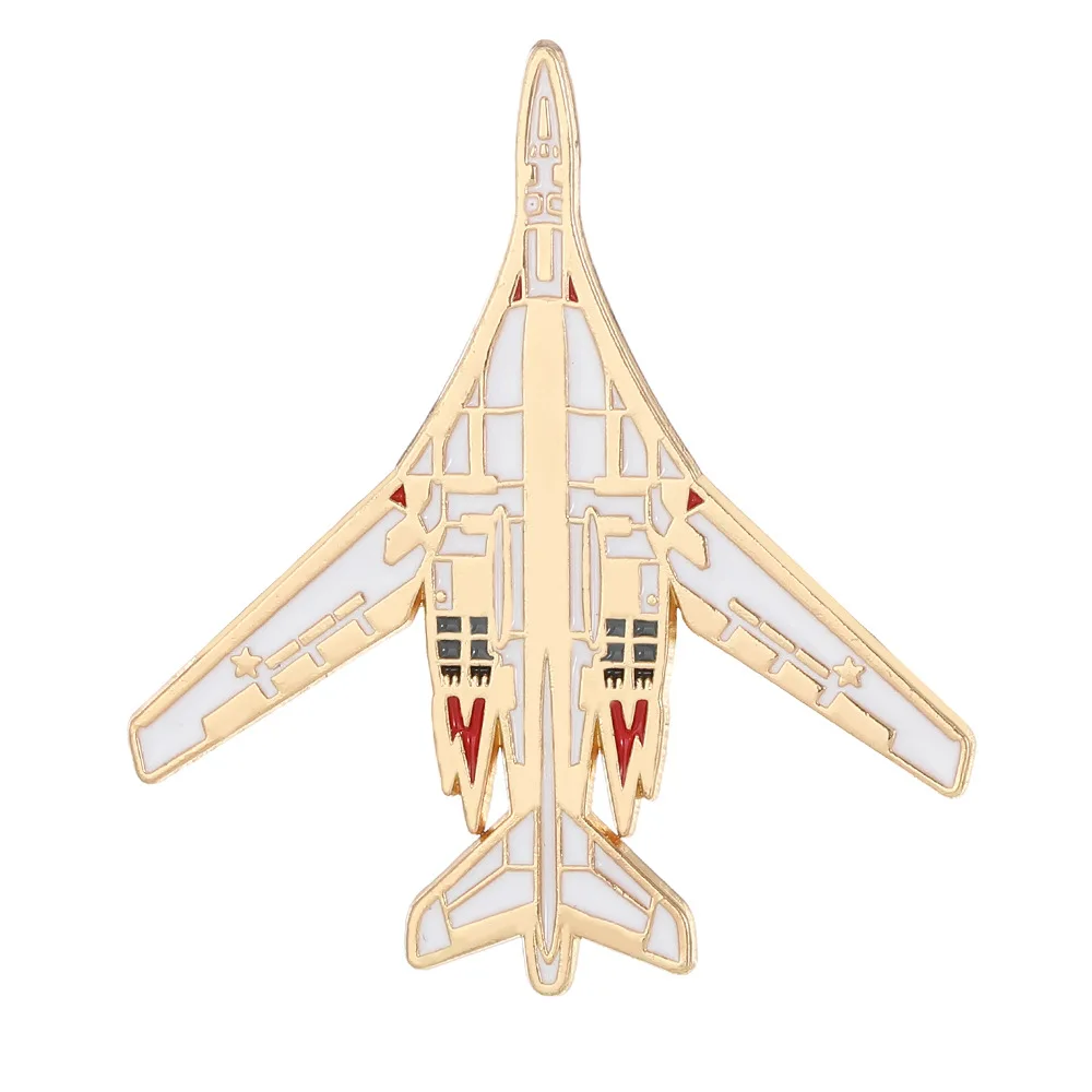 Retro Fighter Jet Enamel Pin 3D Gold/White Aviation Aircraft Brooch Jacket Backpack Decor Badge Ideal for Military Fans Souvenir