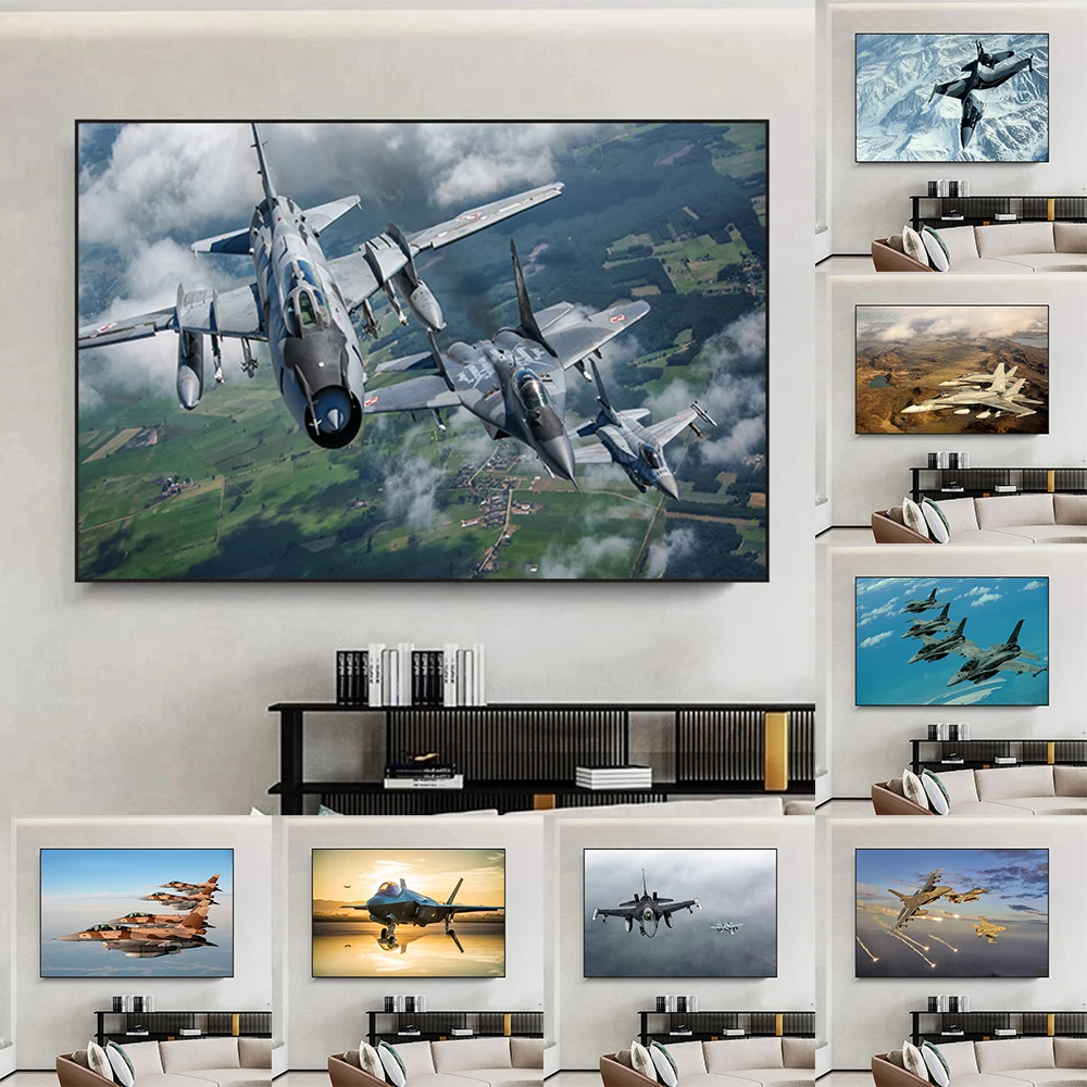 Modern Aircraft Jet Fighter Canavs Painting Wall Art Warcraft Airplane Posters and Prints for Living Room Boys Room Decoration