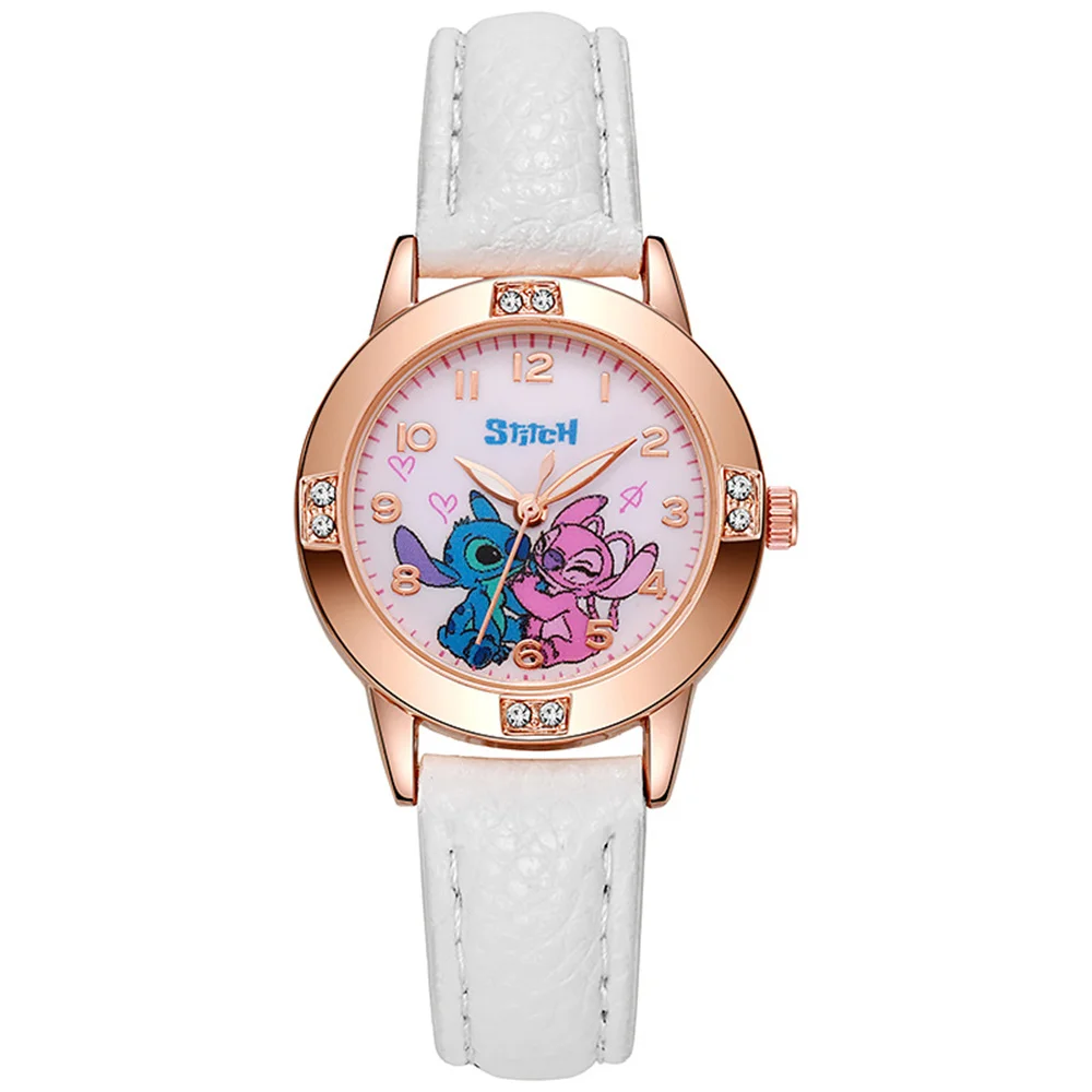 1pcs Disney Cartoon Children's Watch Creative Stitch Diamonds Belt Student Watch Stitch Anime Peripheral Kids Birthday Gift