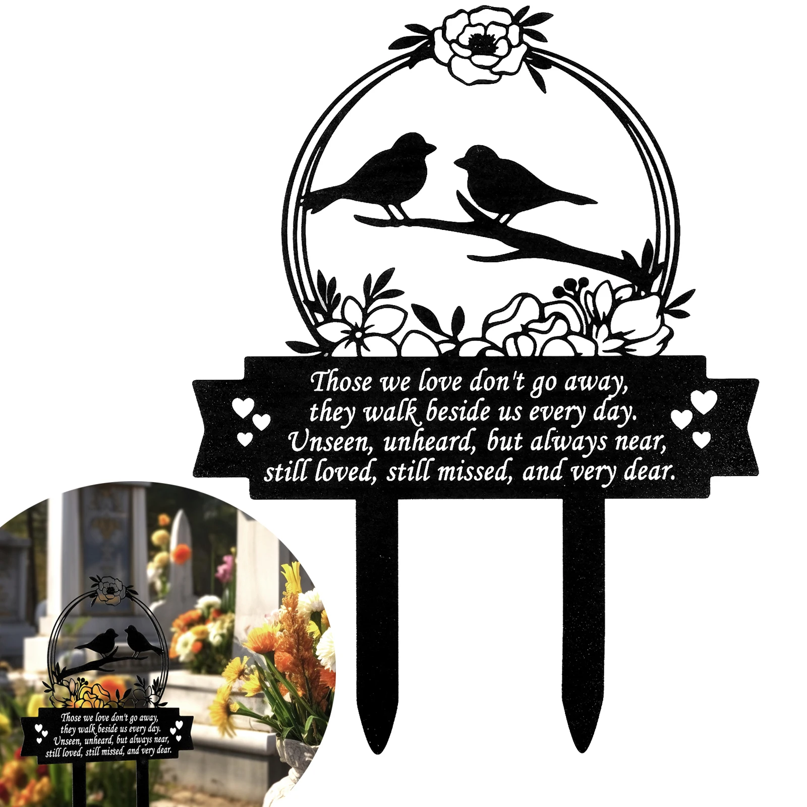 Metal Memorial Stake Rust-proof Sympathy Bird Grave Memorial Plaques  New Meaningful Markers Outdoor Cemetery Garden Decoration