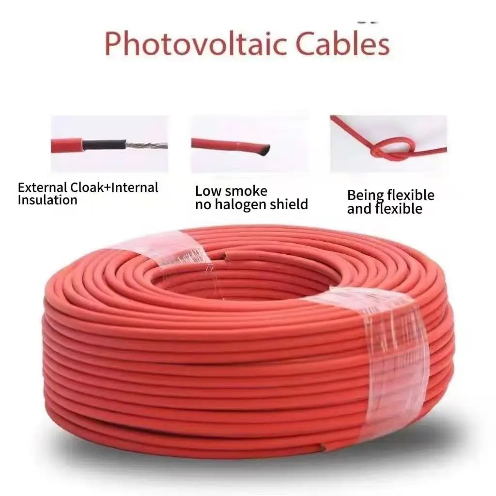 Solar Power Cable 6mm2 10AWG Wire PV Photovoltaic Cable TÜV TUV Cable For PV Panels Connection Red Black Jacket