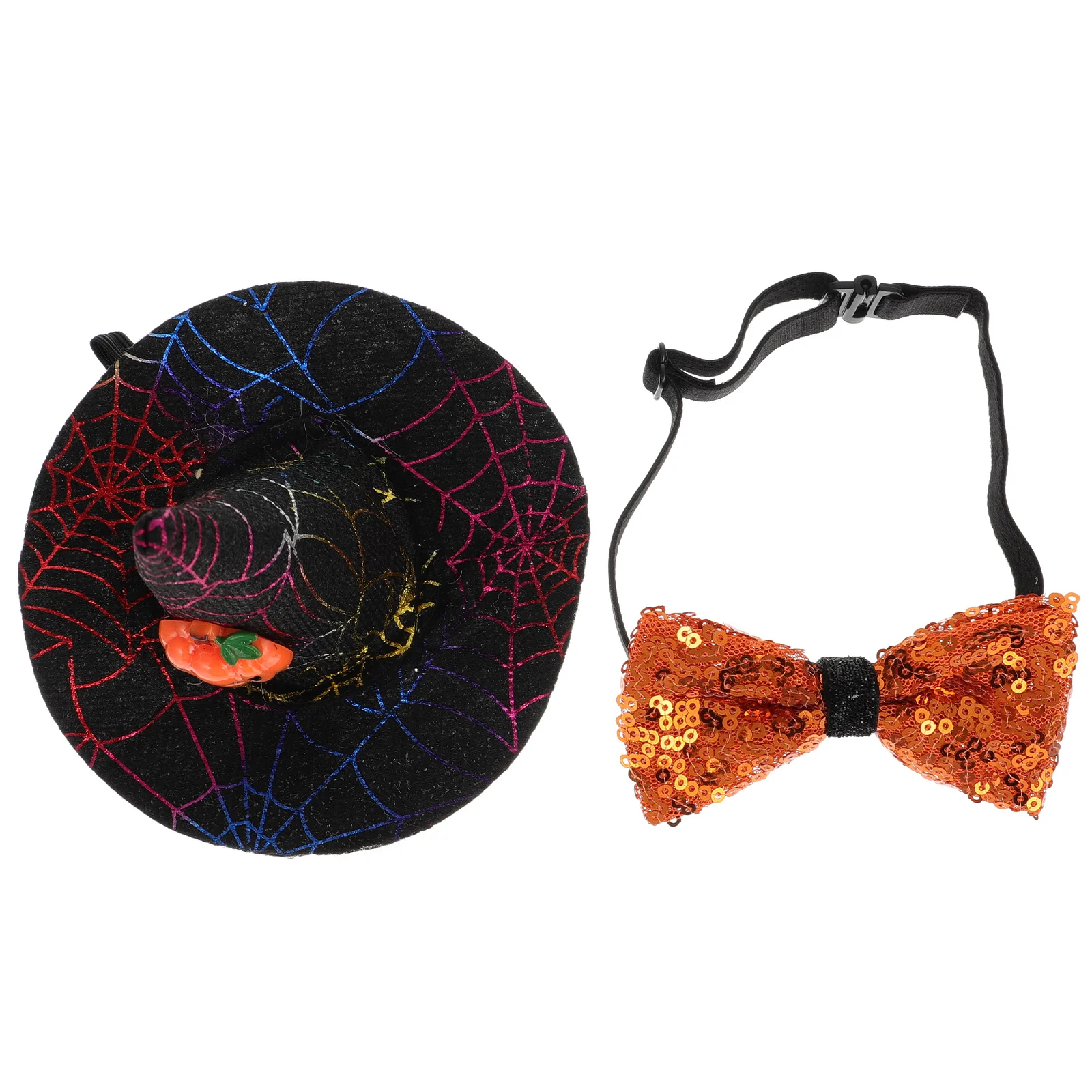 

1Set Halloween Hat Adjustable Bow Tie Party Costume Photography Prop Pet Supplies Adjustable Collar Hat