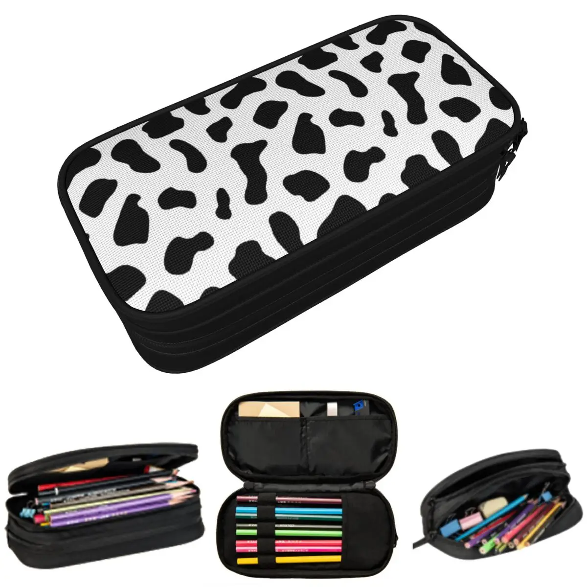 

Cartoon Cow Animal Pattern Pencil Case for Studen Gifts Pen Box Pencil Bag Stationery Supplies Pen Holder Bag