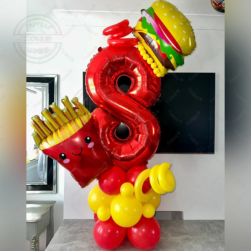 Ensemble de ballons pour fête à thème de restauration rapide, 25 pièces, en forme de frites, décor de fête d'anniversaire, fournitures de Festival, accessoires Photo, cadeau de réception-cadeau pour