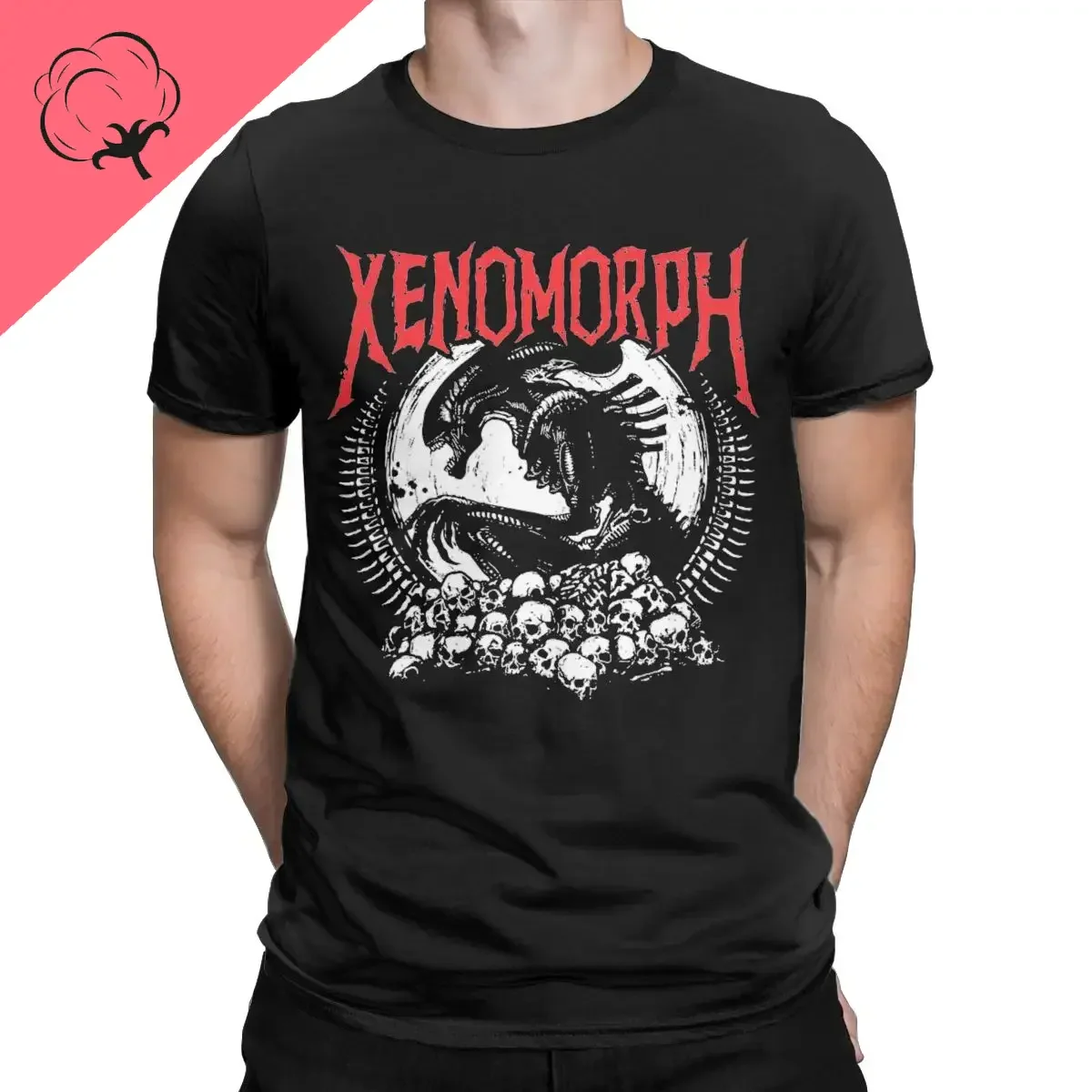 Men's T-Shirt Death Metal Xenomorph Alien Movie Amazing 100% Cotton Tee Shirt Short Sleeve T Shirt O Neck Clothing Summer