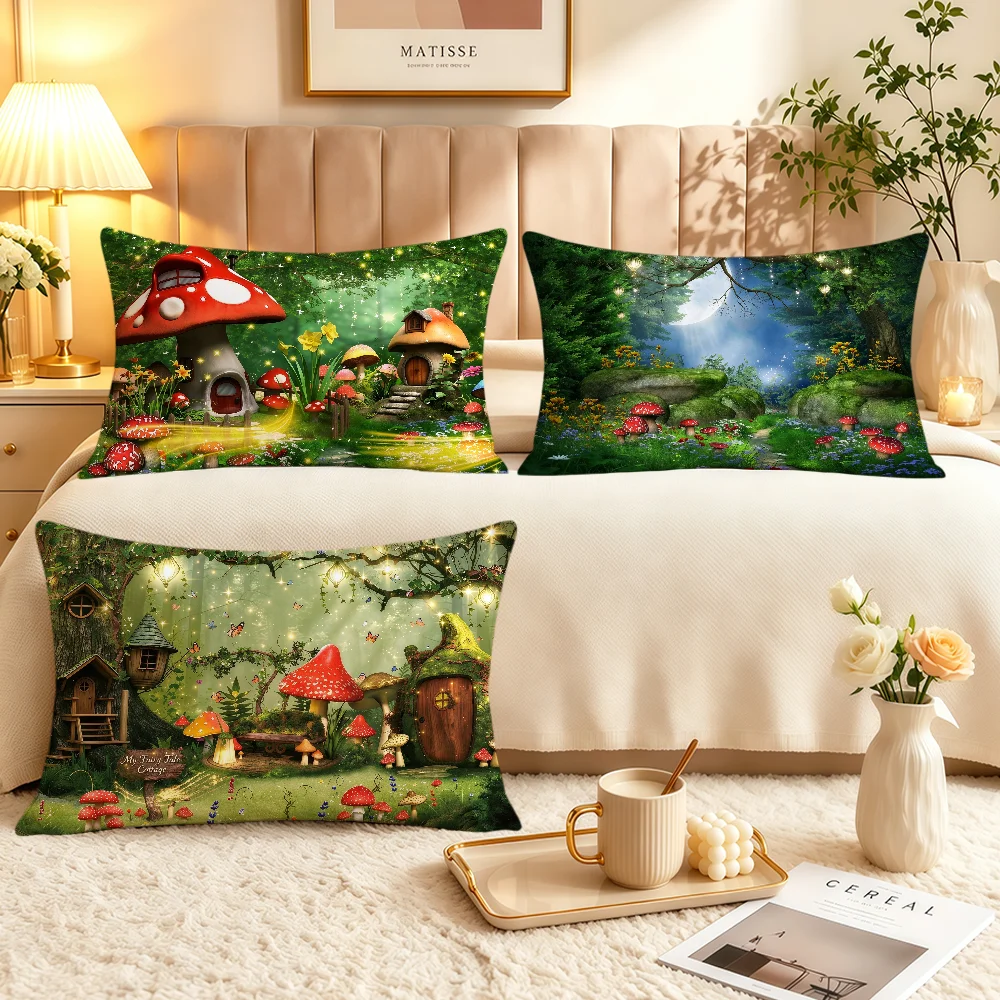 Enchanted Forest Mystical Archway Cushion Cover Soft Rectangle Home Sofa Living Room Decor Dorm Bedside Hogar Pillowcase Gift