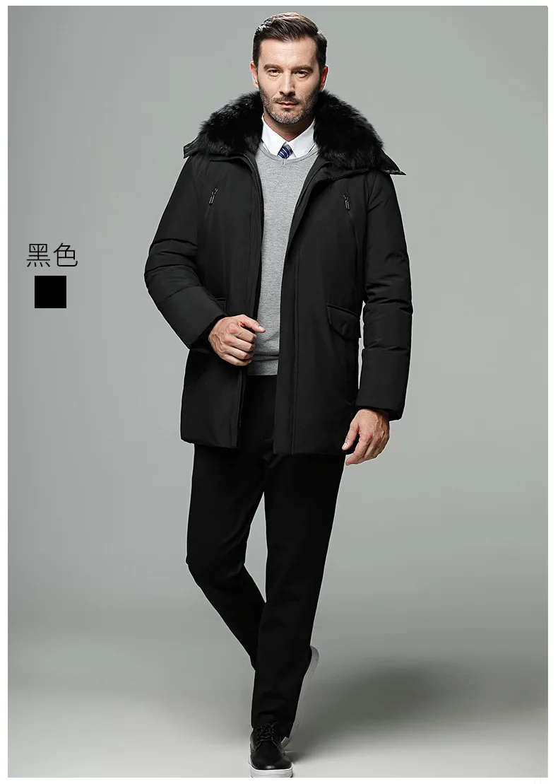 Canada Fashion Winter Jacket for Men Down Coat Parkas Men's White Goose Down Jacket Puffer Padding Detachable Fur Collar HYX0018
