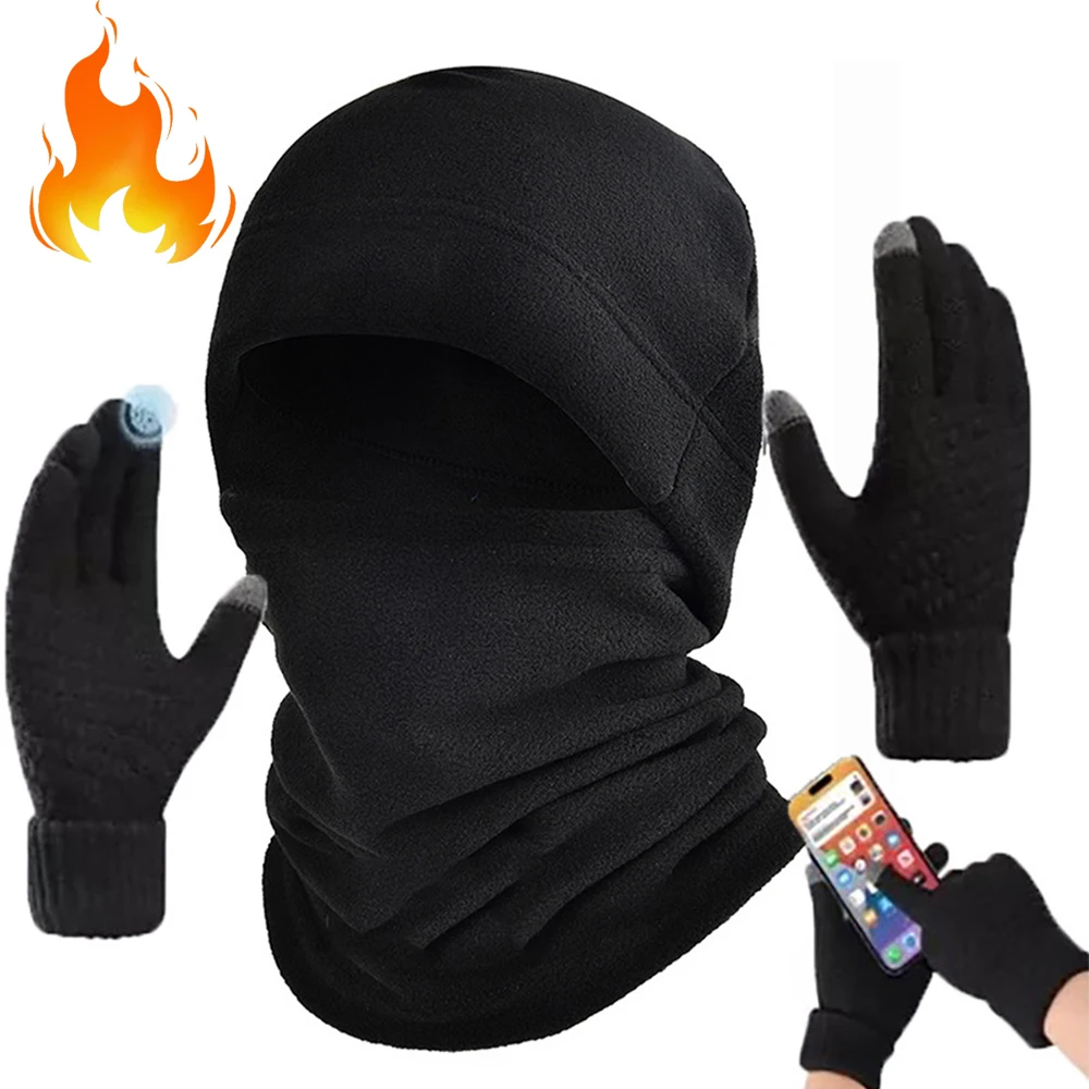 Balaclava Hat Men Breathable Full Face Mask with Scarves and Touch Screen Gloves Sport Hiking Camping Outdoor Ski Cycling Cap