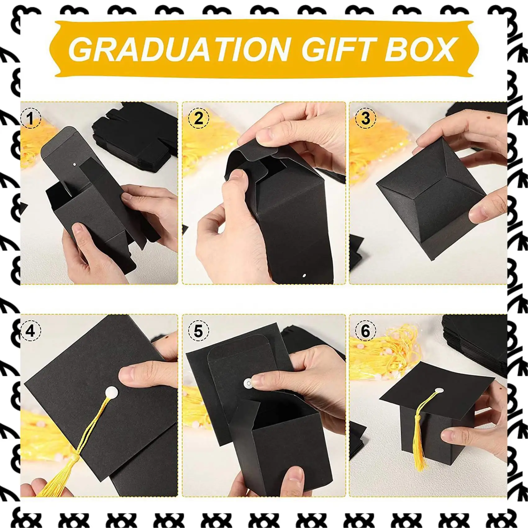 

A07I Graduation Decorations 100PCS Graduation Candy Box DIY Grad Cap Box For Graduation Gift Graduation Party Favors Decor