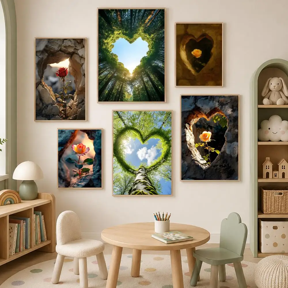 Art F-Flower landscape painting Poster Self-Stick HD PVC Wall Art Poster, Waterproof Decor for Bedroom, Living Room and Home