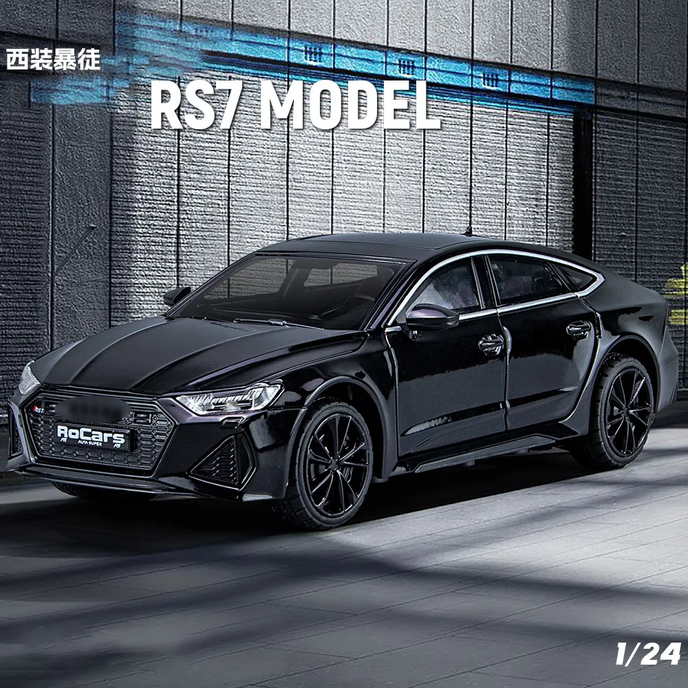 مقياس 1:24 RS7 سيارة رياضية لعبة مجسمة دييكاست ضوء الصوت المعدني التراجع نماذج المركبات اللعب المقتنيات هدايا عيد الميلاد