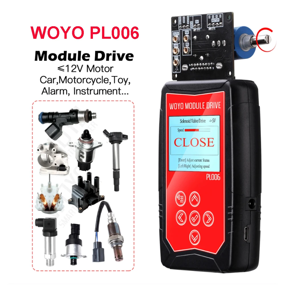 WOYO PL006 Auto Ignition Coil Test 12V Injector Solenoid Valve Stepper Motor Detector Fault Detect Drive PWM Signal Simulator