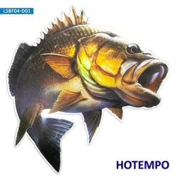 20cm Big Sea Fish Stickers Laser Glossy Style Bass Perch Fishing Trip for Fisherman Boats Laptop Luggage Car Waterproof Sticker