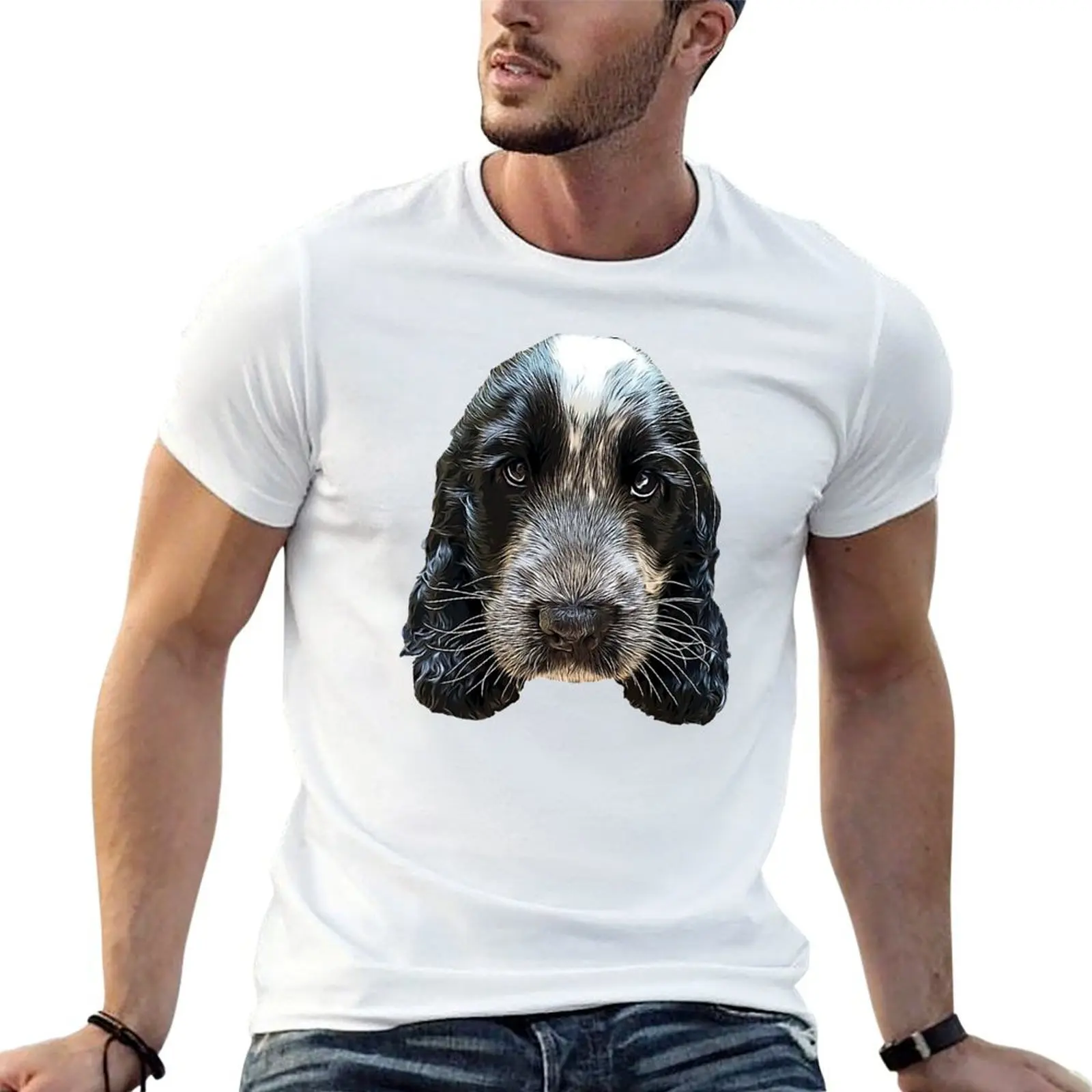 Cocker Spaniel Blue Roan Puppy Dog T-Shirt man t shirt heavy cotton man t shirt summer t shirts for man pack cotton T-shirt