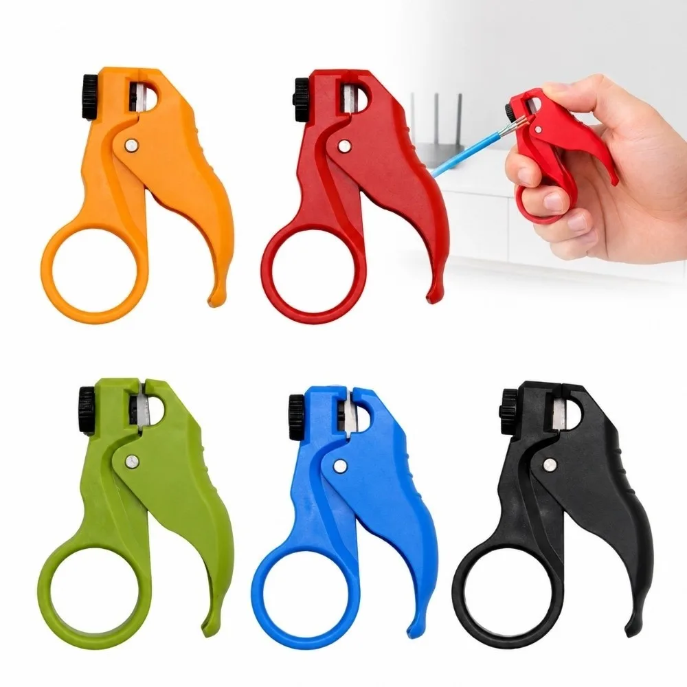 One-Handed Mini Wire Stripper Ring Finger Grip Spring Assisted Crimper Pliers Mini Wire Cutter for Cat5e-Cat8 Network Cable