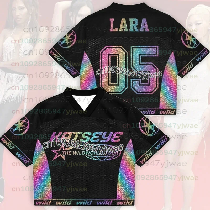 2026 Neues leuchtendes Katseye The Wildworld Tour Mesh-Jersey Geschenk für Eyekons Laser Dazzling Color Schwarzes T-Shirt für Männer und Frauen Fans-Oberteile – Detail 9