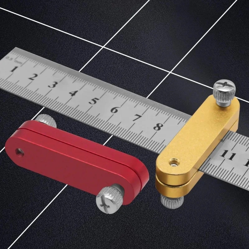 1Pcs Steel Ruler Positioning Block Stop Carpentry Scriber Line Marking Gauge for Ruler Woodworking Scriber Measuring Tool