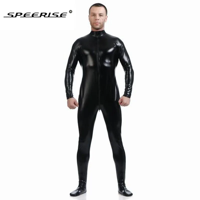 Bodysuit Metalik Unisex Zentai Tanpa Tudung Dewasa, Stoking Mengkilap Satu Potong, Baju Spandex, Kostum Halloween, Overall Cosplay