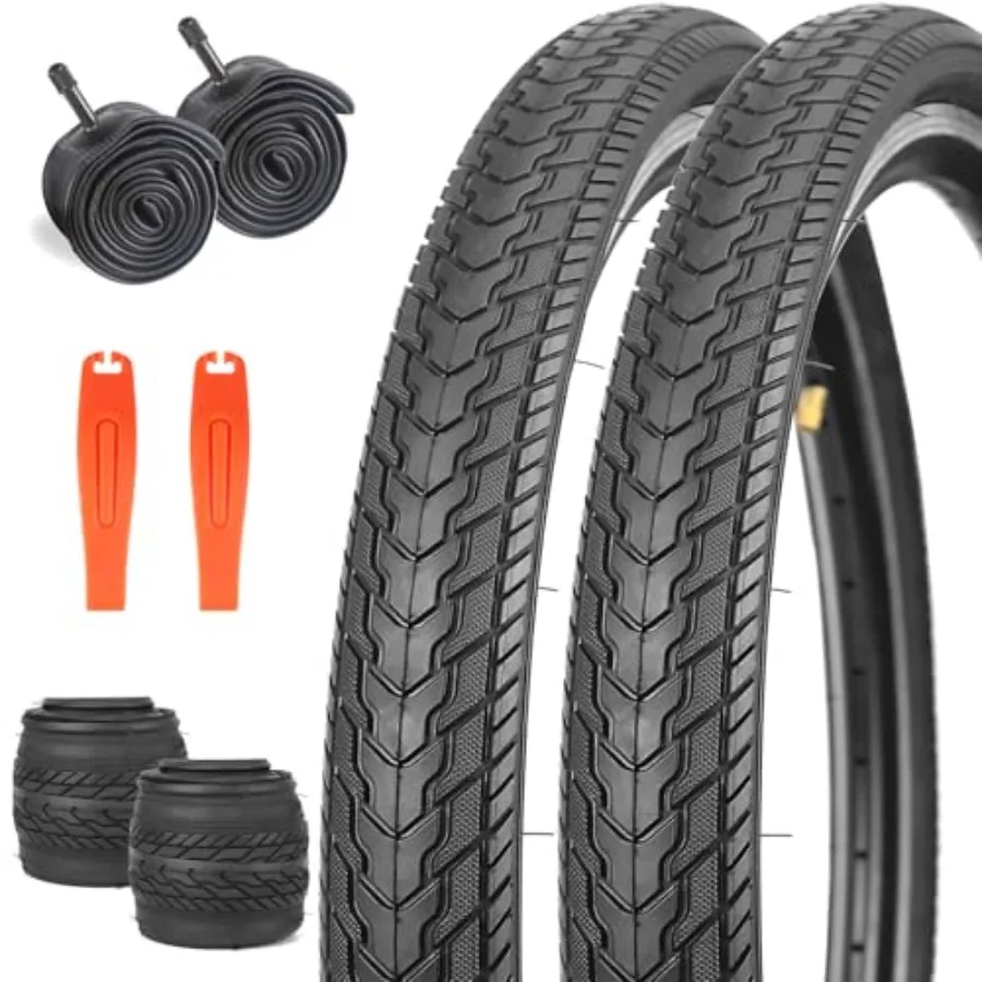 

26X1.75 Bicycle Tire Replacement Kits 1/2 Pack, 26 Inch Bike Tires Folding Bike Tires Replacement with 1/2 Tubes and 2 Levers S