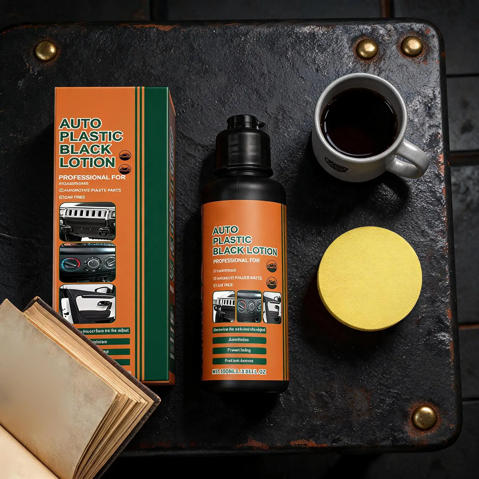 100ml Car Plastic Restorer Black Lotion, Restore Faded Plastic & Rubber, Anti-UV Dashboard & Tire Polish for Cars