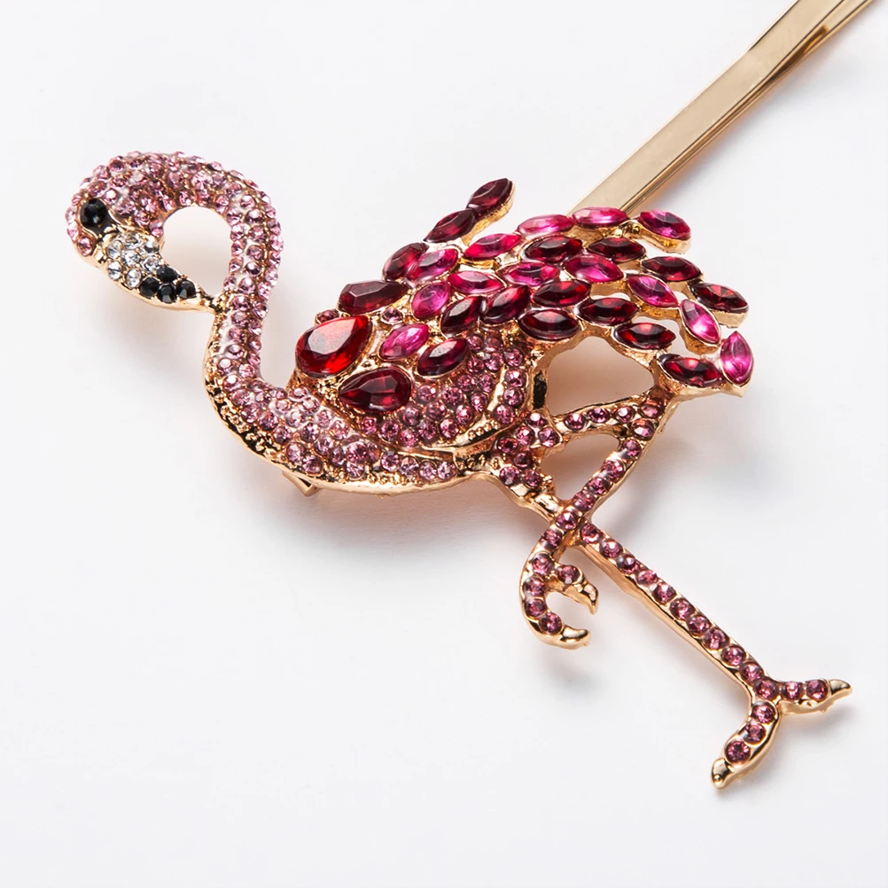 

3pcs Flamingo Hair Clips Set Rhinestone Barrettes Women Hair Accessories Styling Bobby Pins Snap Hairpins for Daily Prom Party