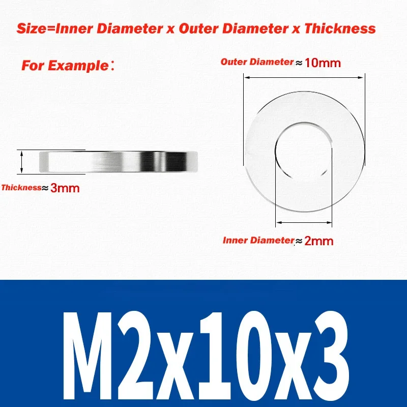 304 Stainless Steel M2 M3 M4 M5 M6 M7 M8 M8.6 M9 Smooth Extra Thick Washers Enlarged Gasket Flat Washers Thick 3mm~8mm